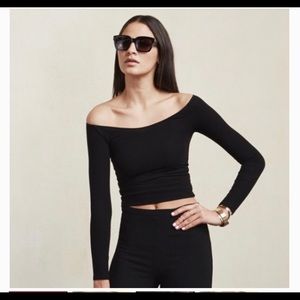 Reformation ribbed off the shoulder top